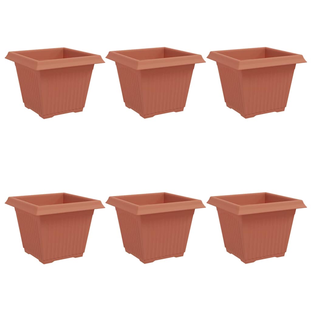 vidaXL Square Flower Pot 6 pcs Brick Red 28.5 x 28.5 x 22 cm Plastic