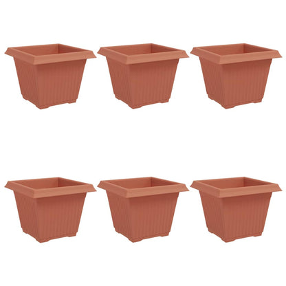 vidaXL Square Flower Pot 6 pcs Brick Red 28.5 x 28.5 x 22 cm Plastic