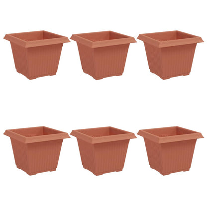 vidaXL Square Flower Pot 6 pcs Brick Red 33 x 33 x 26 cm Plastic
