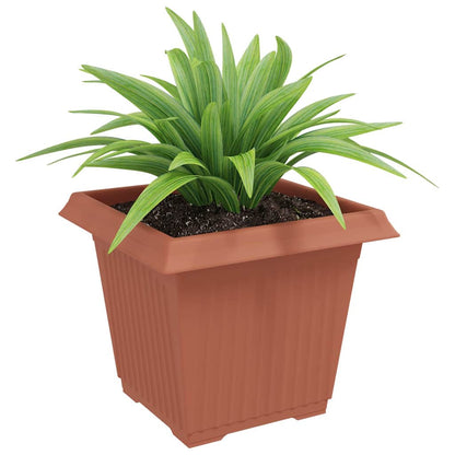 vidaXL Square Flower Pot 6 pcs Brick Red 33 x 33 x 26 cm Plastic