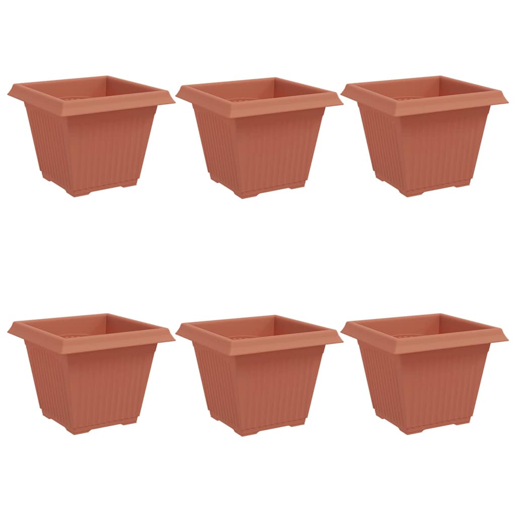 vidaXL Square Flower Pot 6 pcs Brick Red 38 x 38 x 30 cm Plastic