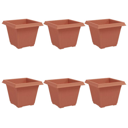 vidaXL Square Flower Pot 6 pcs Brick Red 38 x 38 x 30 cm Plastic