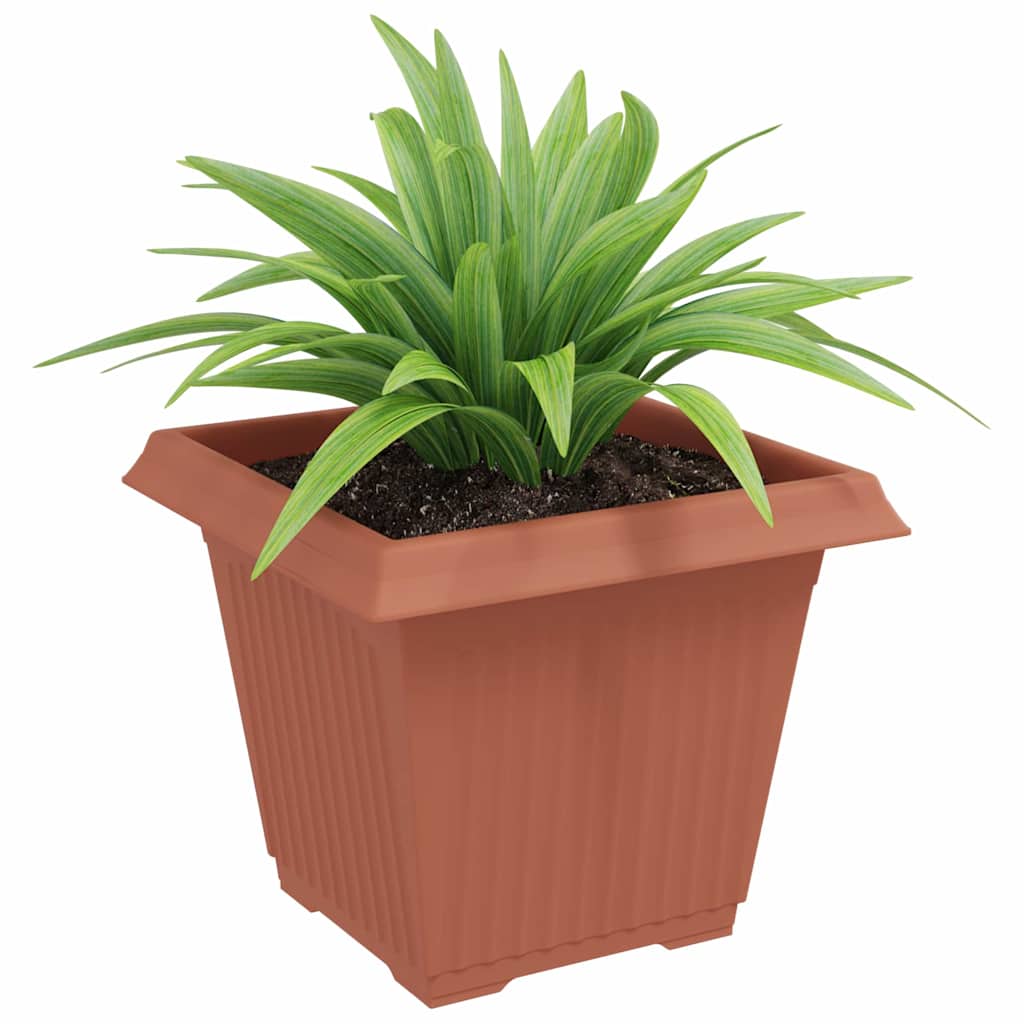vidaXL Square Flower Pot 6 pcs Brick Red 38 x 38 x 30 cm Plastic