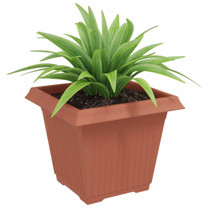 vidaXL Square Flower Pot 6 pcs Brick Red 38 x 38 x 30 cm Plastic