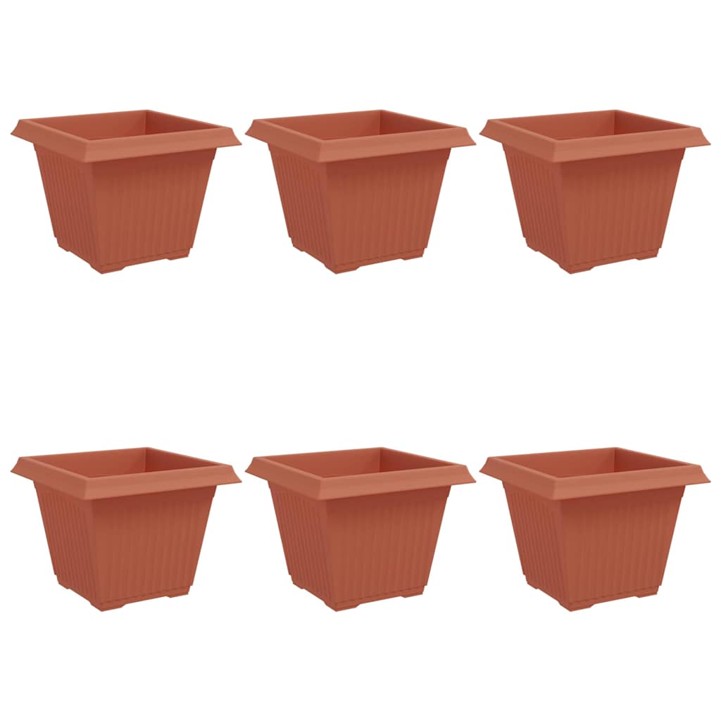 vidaXL Square Flower Pot 6 pcs Brick Red 43 x 43 x 33.5 cm Plastic