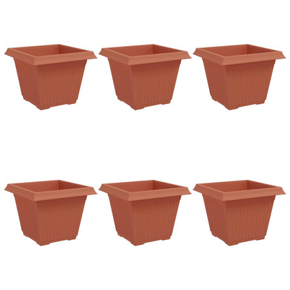 vidaXL Square Flower Pot 6 pcs Brick Red 43 x 43 x 33.5 cm Plastic