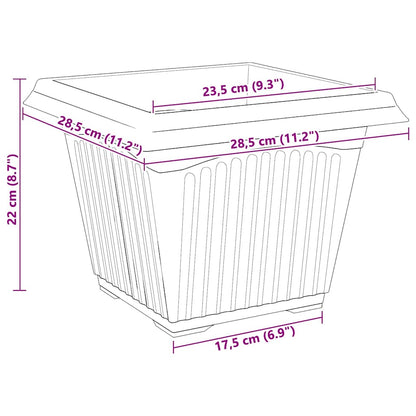 vidaXL Square Flower Pot 6 pcs Black 28.5 x 28.5 x 22 cm Plastic