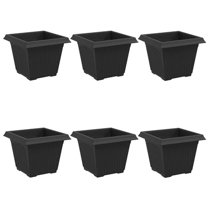 vidaXL Square Flower Pot 6 pcs Black 33 x 33 x 26 cm Plastic