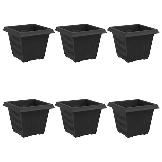 vidaXL Square Flower Pot 6 pcs Black 33 x 33 x 26 cm Plastic