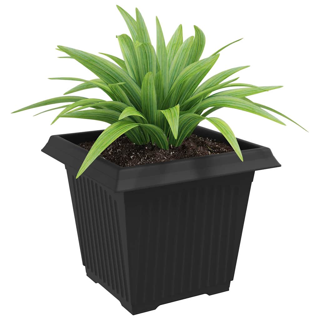 vidaXL Square Flower Pot 6 pcs Black 33 x 33 x 26 cm Plastic