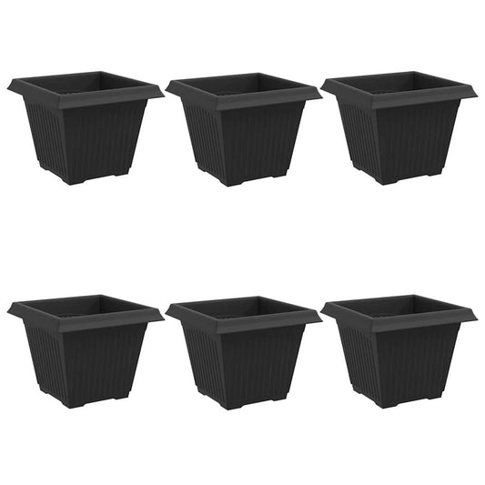 vidaXL Square Flower Pot 6 pcs Black 38 x 38 x 30 cm Plastic