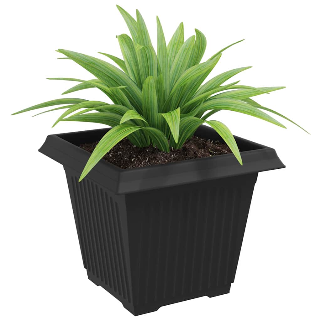 vidaXL Square Flower Pot 6 pcs Black 38 x 38 x 30 cm Plastic
