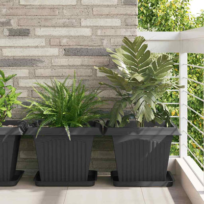 vidaXL Square Flower Pot 6 pcs Black 43 x 43 x 33.5 cm Plastic