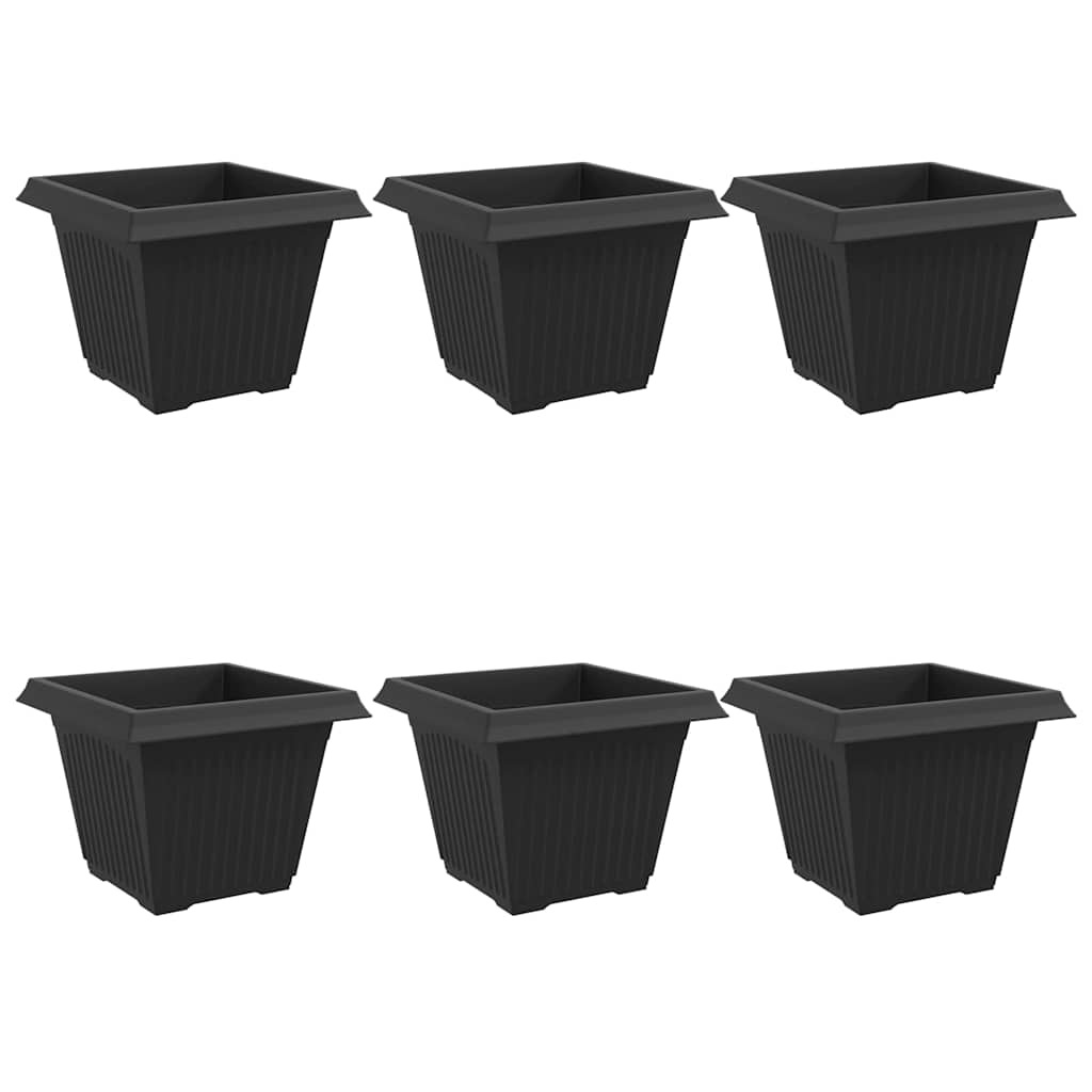 vidaXL Square Flower Pot 6 pcs Black 43 x 43 x 33.5 cm Plastic