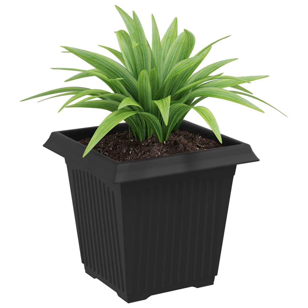 vidaXL Square Flower Pot 24 pcs Black 16 x 16 x 14 cm Plastic