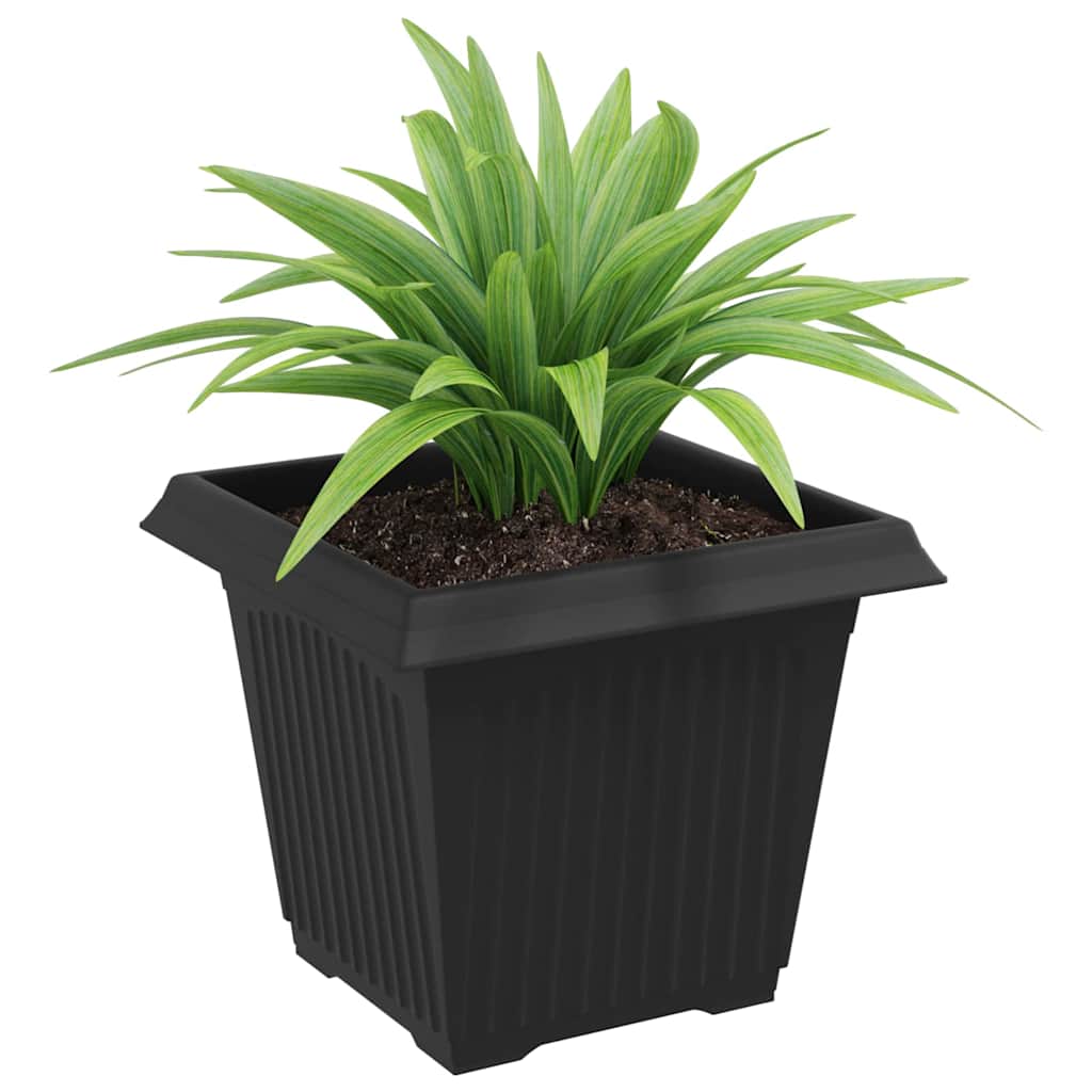 vidaXL Square Flower Pot 24 pcs Black 20 x 20 x 16 cm Plastic