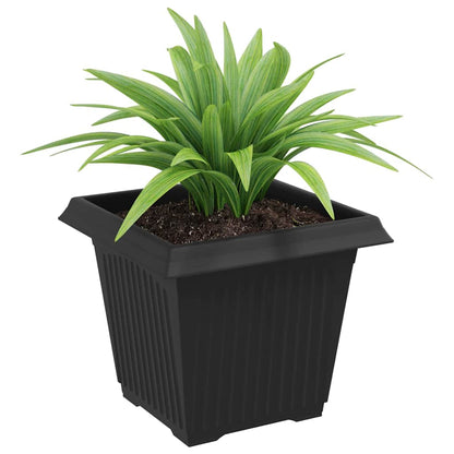 vidaXL Square Flower Pot 24 pcs Black 20 x 20 x 16 cm Plastic