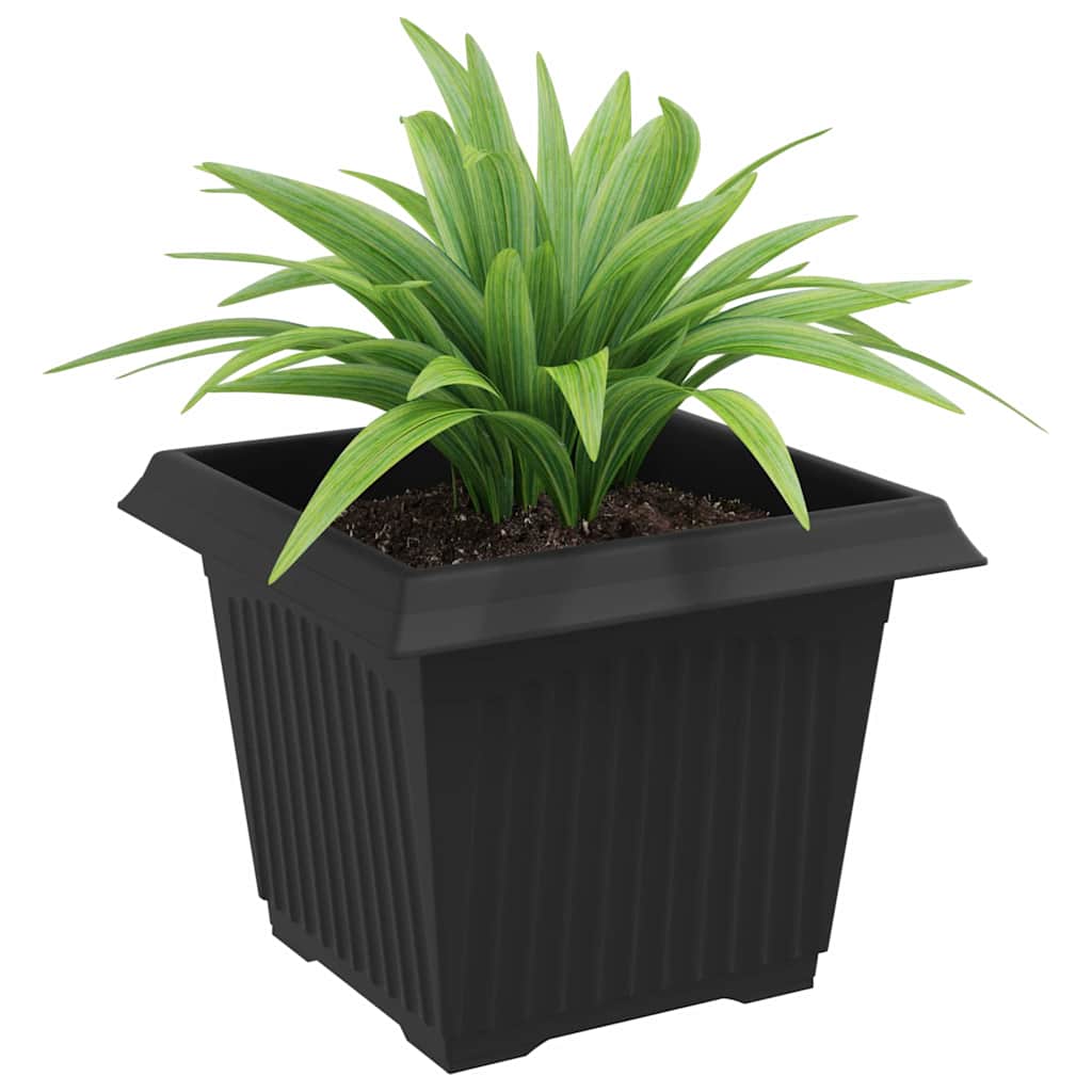 vidaXL Square Flower Pot 24 pcs Black 23 x 23 x 17.5 cm Plastic