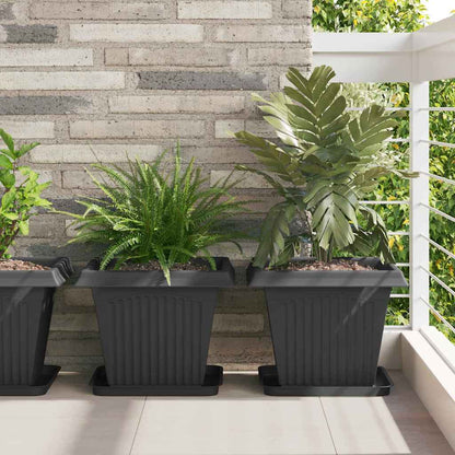 vidaXL Square Flower Pot 24 pcs Black 38 x 38 x 30 cm Plastic