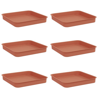 vidaXL Square Flower Tray 6 pcs Brick Red 15 x 15 x 2 cm Plastic