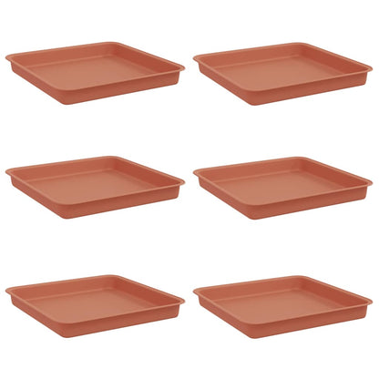 vidaXL Square Flower Tray 6 pcs Brick Red 18 x 18 x 2 cm Plastic