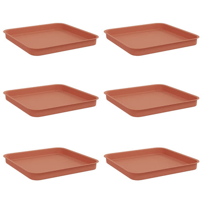 vidaXL Square Flower Tray 6 pcs Brick Red 21 x 21 x 2 cm Plastic