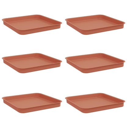 vidaXL Square Flower Tray 6 pcs Brick Red 25.5 x 25.5 x 2.5 cm Plastic