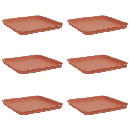 vidaXL Square Flower Tray 6 pcs Brick Red 32 x 32 x 2.5 cm Plastic