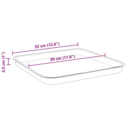 vidaXL Square Flower Tray 6 pcs Brick Red 32 x 32 x 2.5 cm Plastic