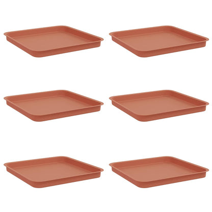 vidaXL Square Flower Tray 6 pcs Brick Red 36 x 36 x 2.5 cm Plastic