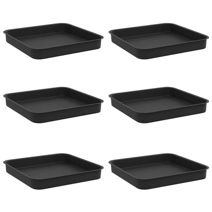 vidaXL Square Flower Tray 6 pcs Black 15 x 15 x 2 cm Plastic