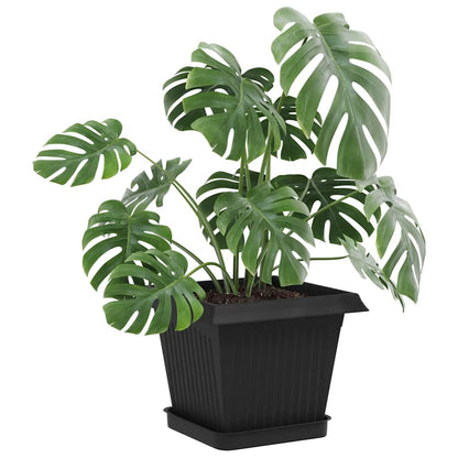 vidaXL Square Flower Tray 6 pcs Black 15 x 15 x 2 cm Plastic
