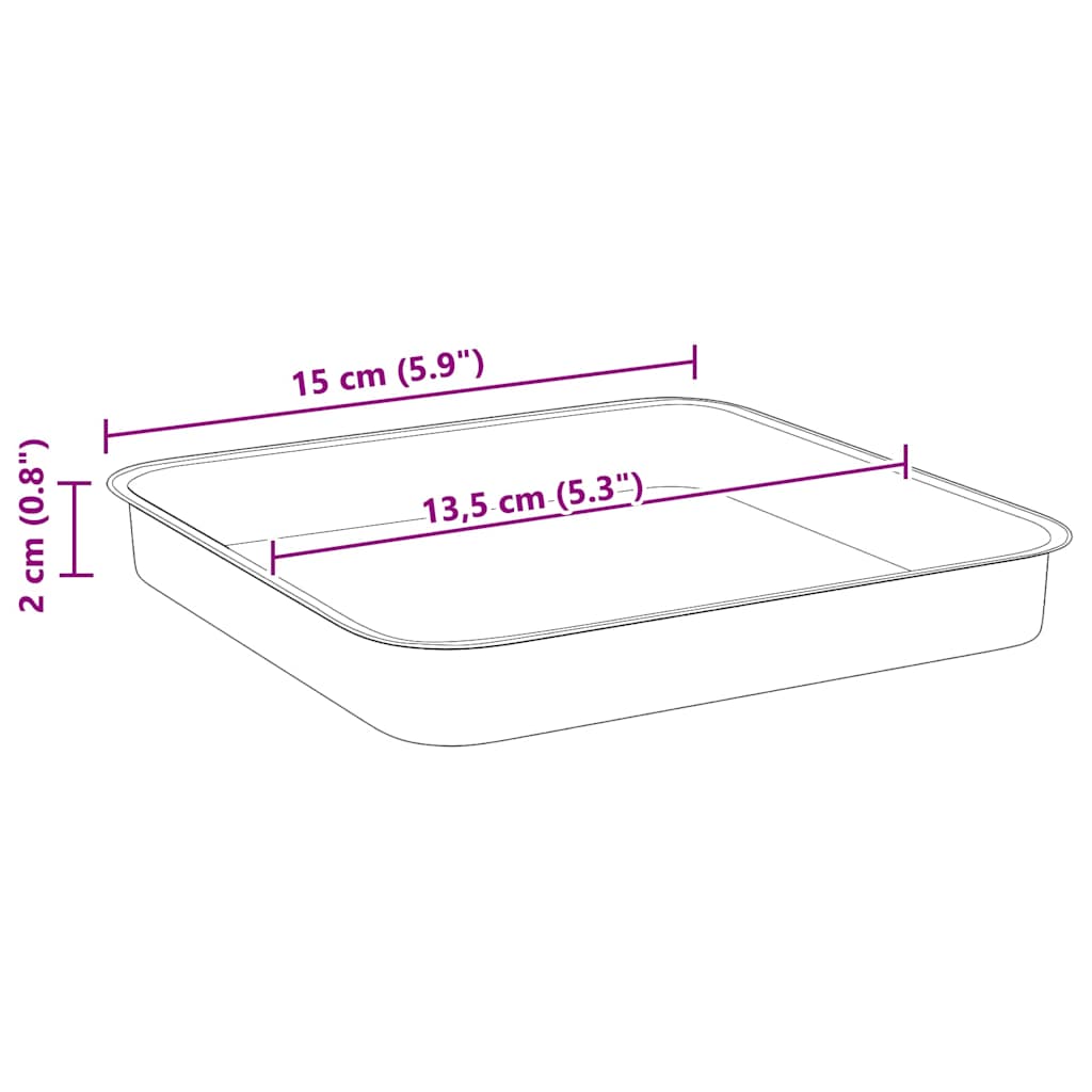 vidaXL Square Flower Tray 6 pcs Black 15 x 15 x 2 cm Plastic