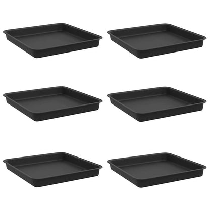 vidaXL Square Flower Tray 6 pcs Black 18 x 18 x 2 cm Plastic