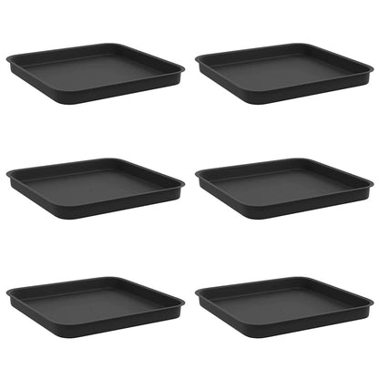 vidaXL Square Flower Tray 6 pcs Black 21 x 21 x 2 cm Plastic