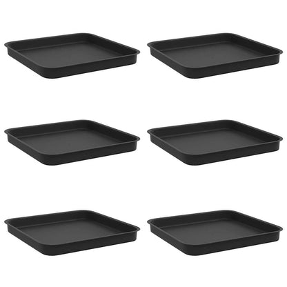 vidaXL Square Flower Tray 6 pcs Black 25.5 x 25.5 x 2.5 cm Plastic