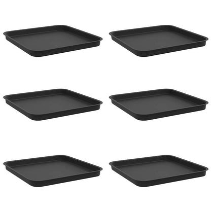 vidaXL Square Flower Tray 6 pcs Black 32 x 32 x 2.5 cm Plastic