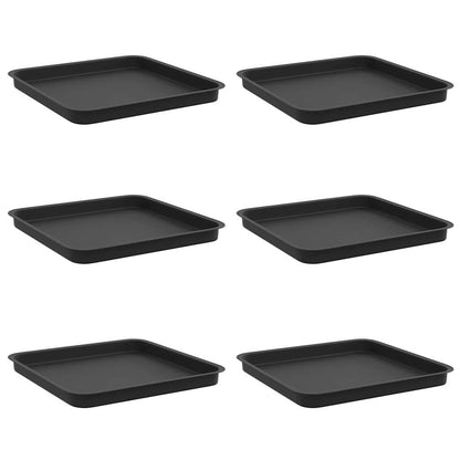 vidaXL Square Flower Tray 6 pcs Black 36 x 36 x 2.5 cm Plastic