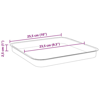 vidaXL Square Flower Tray 24 pcs Black 25.5 x 25.5 x 2.5 cm Plastic