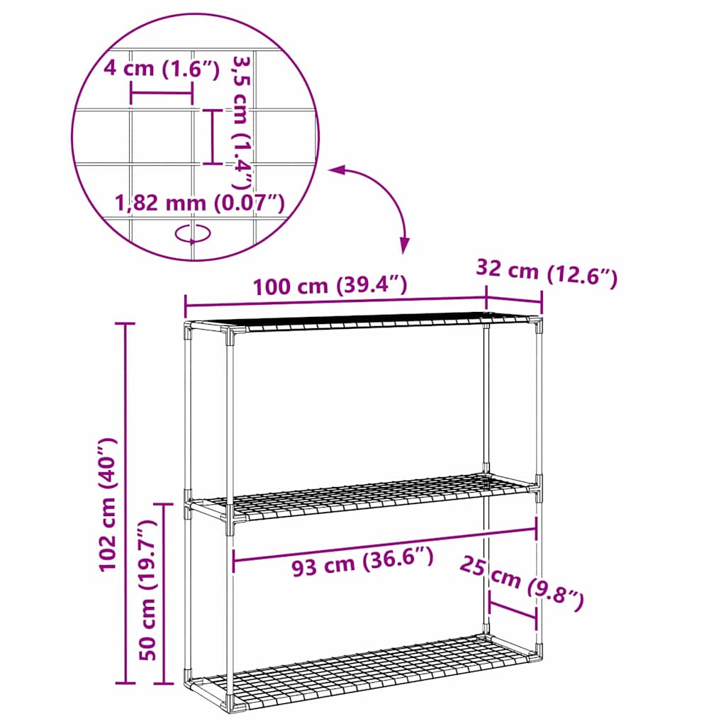 vidaXL 3-Tier Plant Stand Black 100 x 32 x 102 cm Steel