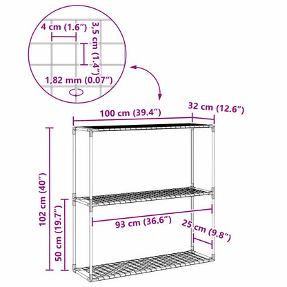 vidaXL 3-Tier Plant Stand Black 100 x 32 x 102 cm Steel