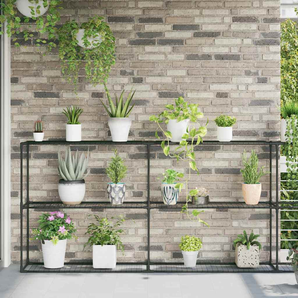 vidaXL 3-Tier Plant Stand Black 400 x 32 x 104 cm Steel