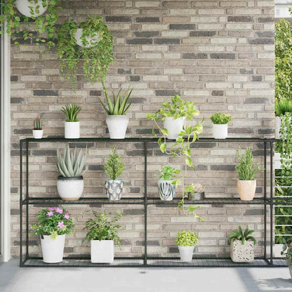 vidaXL 3-Tier Plant Stand Black 400 x 32 x 104 cm Steel