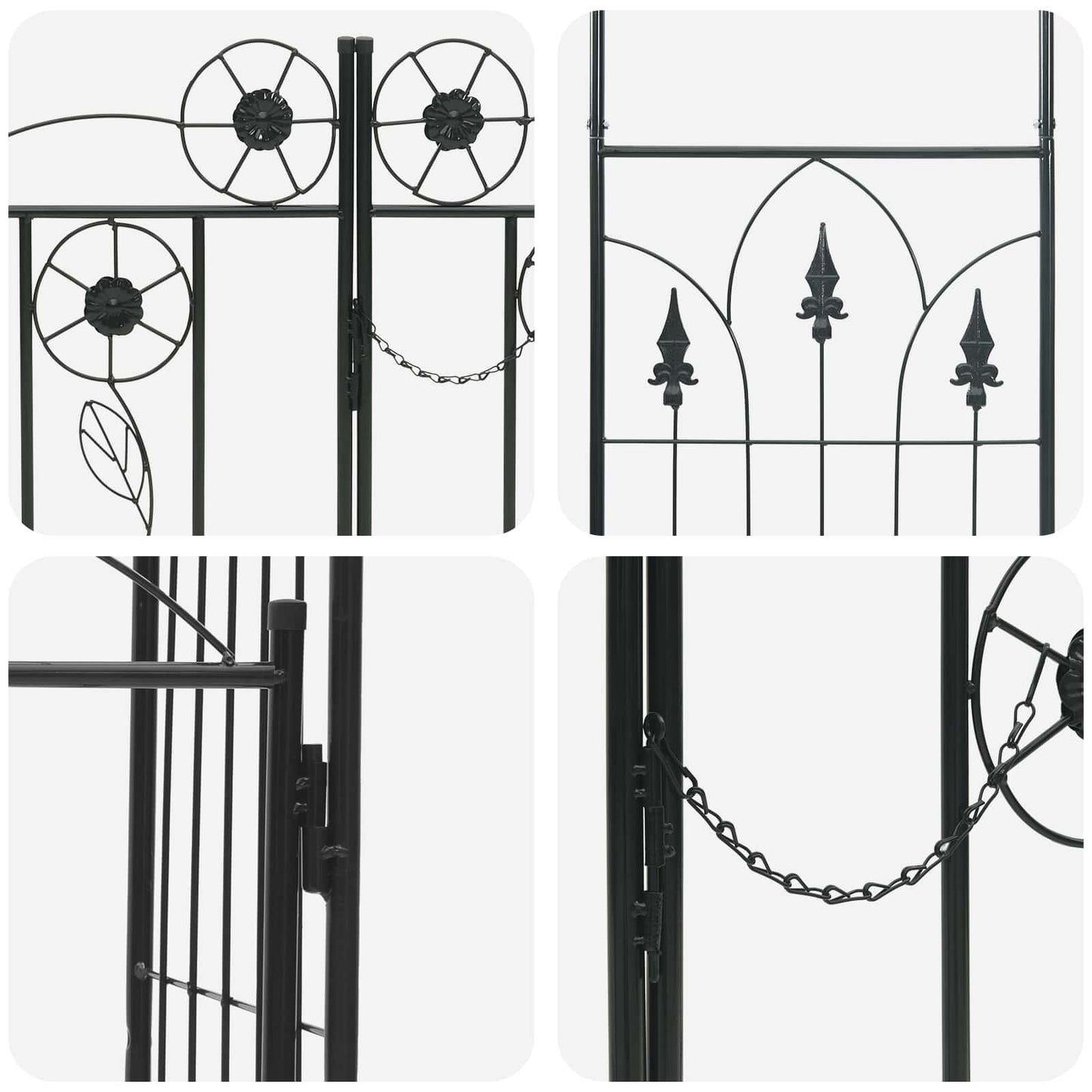 vidaXL Garden Arch with Lock Black 102 x 50 x 218 cm