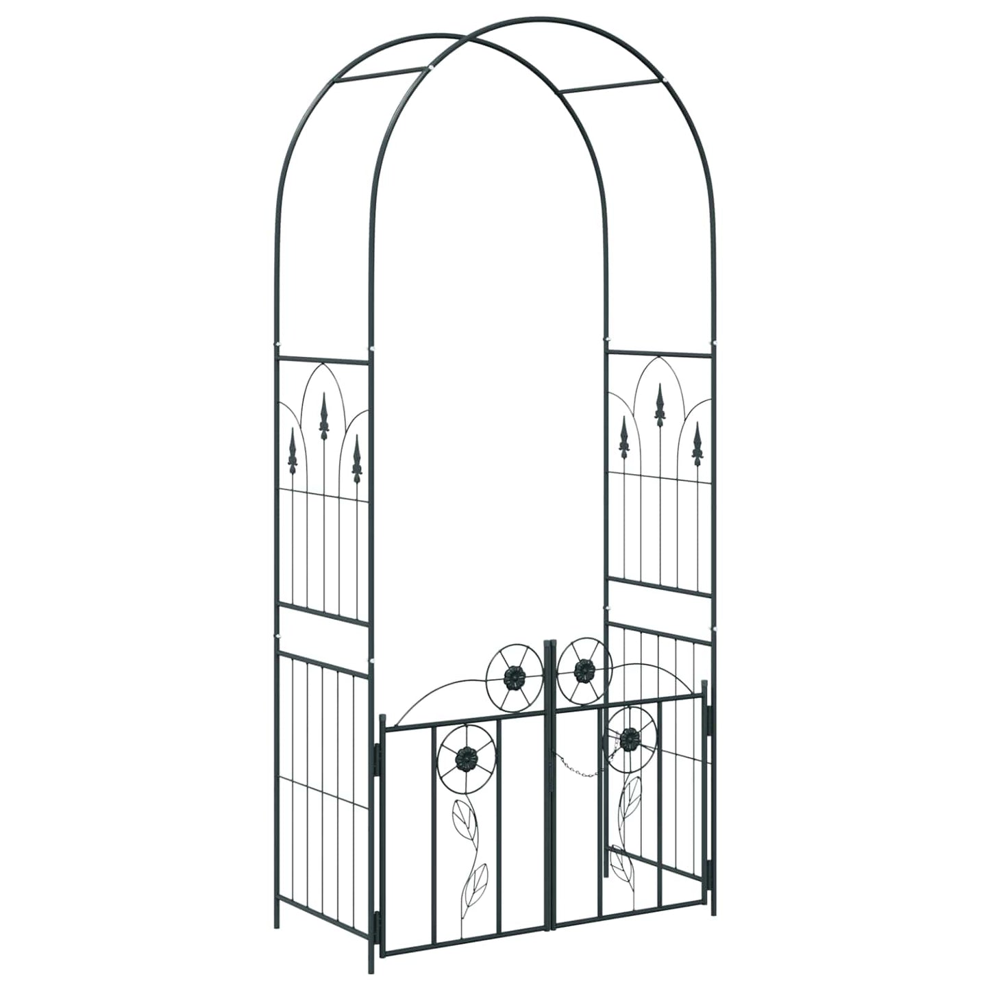 vidaXL Garden Arch with Lock Black 102 x 50 x 218 cm