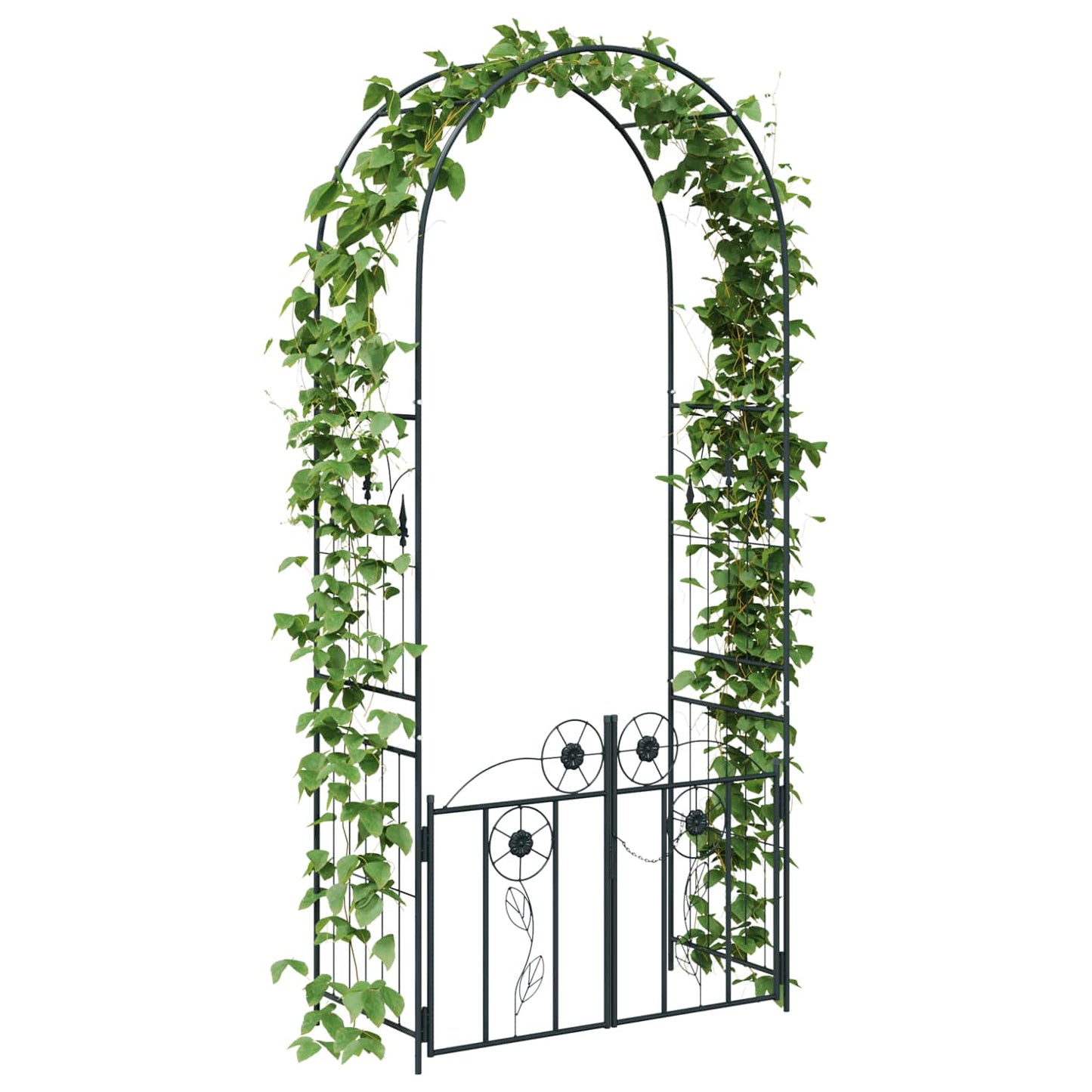vidaXL Garden Arch with Lock Black 102 x 50 x 218 cm