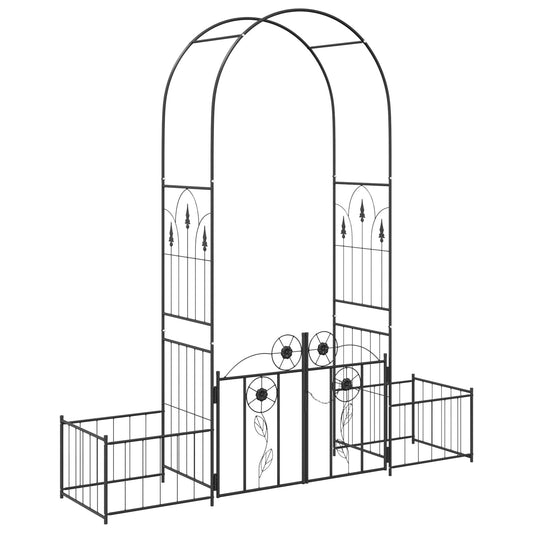 vidaXL Garden Arch with Lock Black 203 x 50 x 218 cm