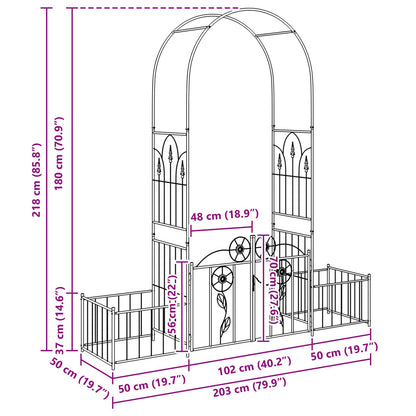 vidaXL Garden Arch with Lock Black 203 x 50 x 218 cm