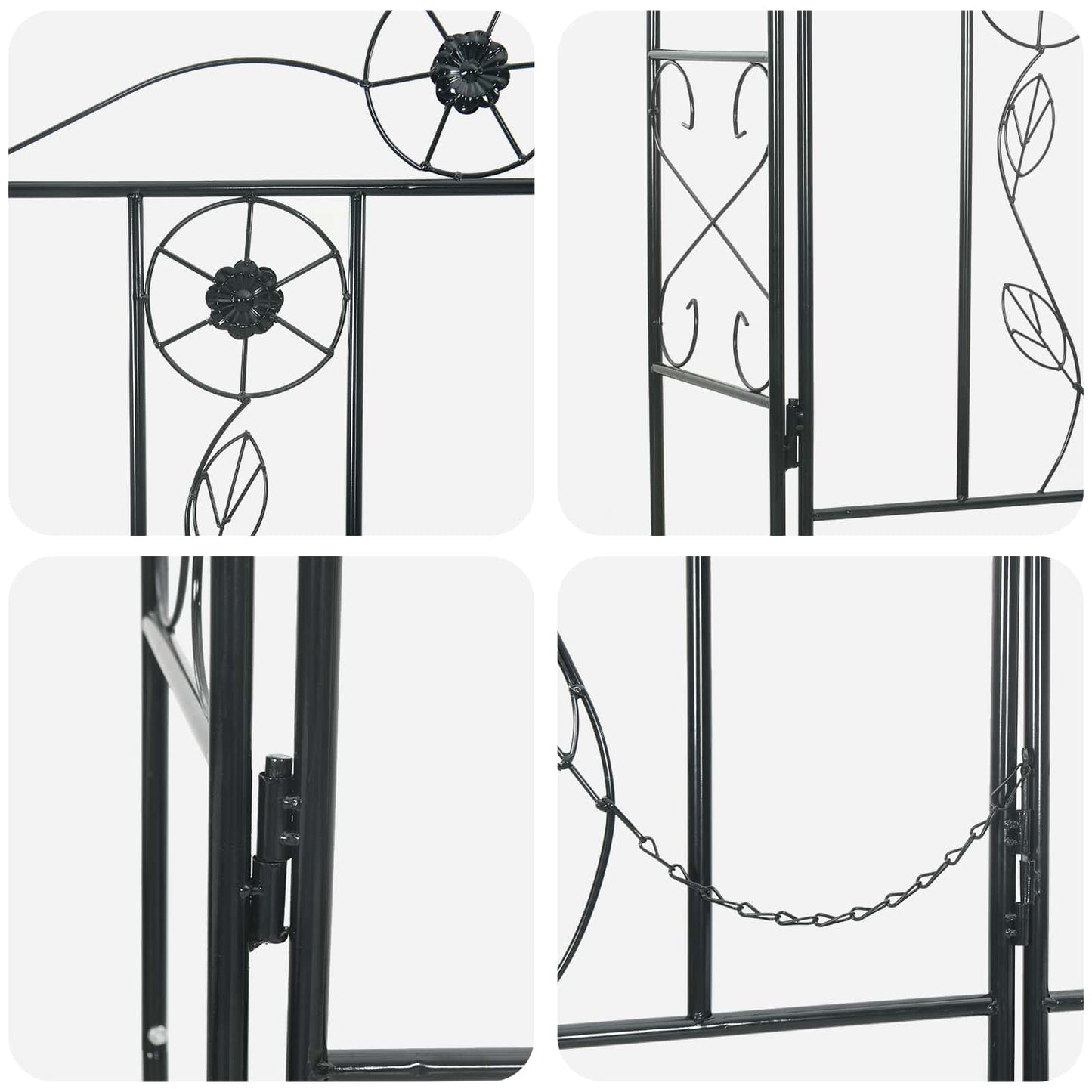 vidaXL Garden Arch Plain Black 115 x 37 x 226 cm