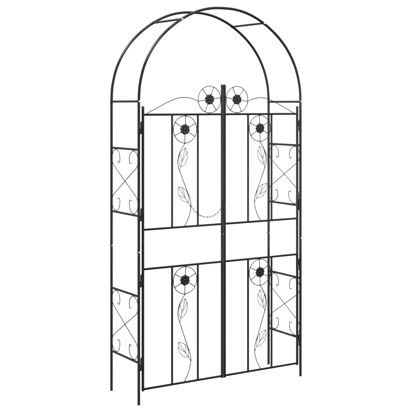 vidaXL Garden Arch Plain Black 115 x 37 x 226 cm